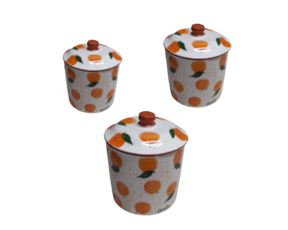 Caixa de especiarias em cerâmica pintada à mão decoração Laranjinha