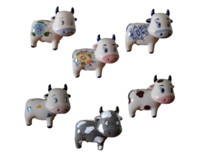 Vaquinha mealheiro em faiança pintada à mão