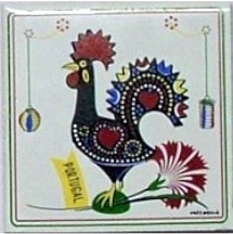 Azulejo decorado Galo de Barcelos 7.5x7.5cm