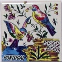 Azulejo decorado Pássaro a cores 7.5x7.5cm