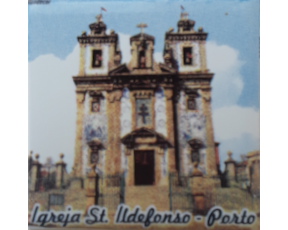 Magnético com azulejo decorado Igreja Sto Ildefonso- Porto 5X5cm