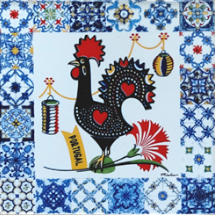 Azulejo decorado Galo de Barcelos em festa 7.5x7.5cm