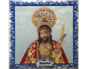 Magnético com azulejo decorado Santo Cristo  5X5cm