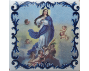 Magnético com azulejo decorado Nossa Senhora da Conceição 5X5cm