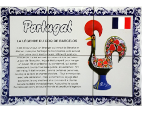 Postal com motivo lenda Galo de Barcelos em Francês
