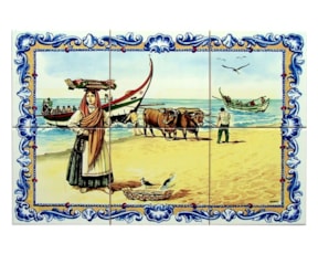 Painel decorado Pescadores arte xávega