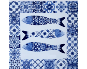 Azulejo decorado Multi-padrão Sardinha  15X15Cm