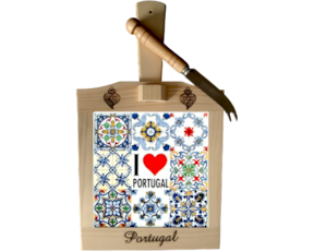 Tábua de Queijo Multi-padrão I Love Portugal 15x15 cm