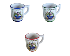 Caneca decorada com asa motivo cesto a cores