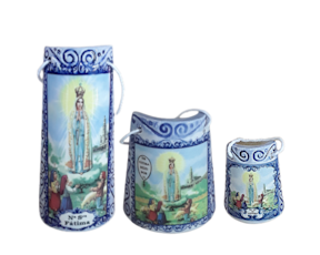 Telha decorativa em faiança com decoração de Nossa Senhora de Fátima