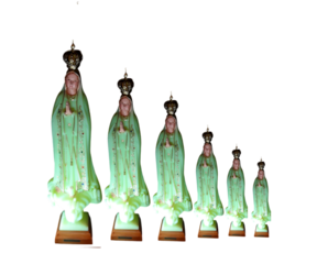 Imagem luminosa Nossa Senhora de Fátima com olhos vidro